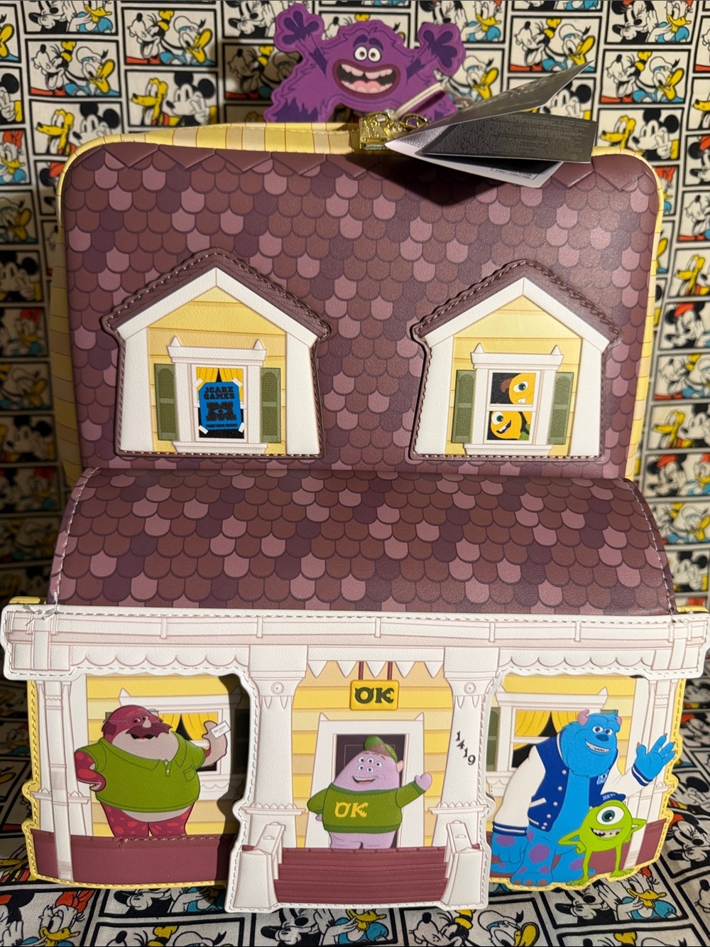 Loungefly Disney Pixar Monsters University OK Fraternity House Mini BackpackNWT